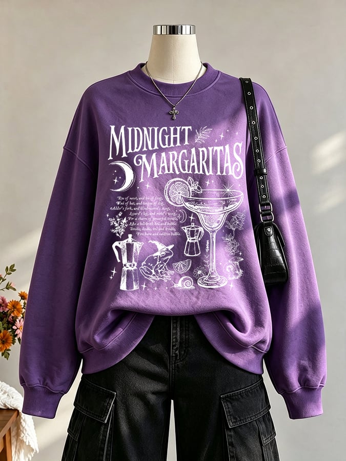 Women's Midnight Margaritas Print Casual Sweatshirt