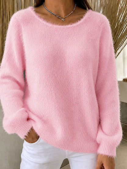 Women'S Solid Color Multi-Color Solid Color Long Sleeved Thin Sweater Top