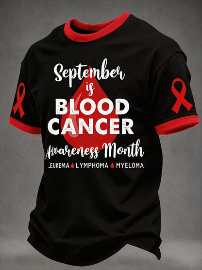 Men'S Blood Cancer Awareness Printed T-Shirt