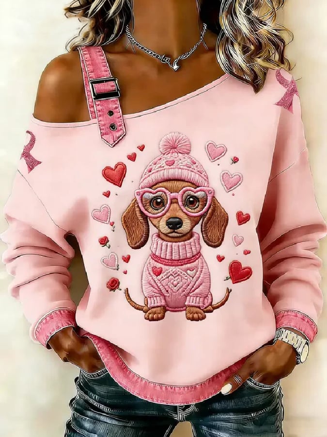 Women's casual animal print top for breast cancer awareness