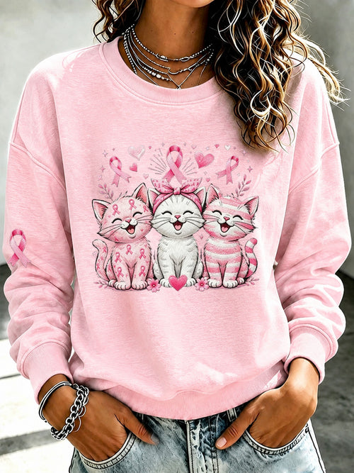 Women'S Breast Cancer Awareness Printed Sweatshirt
