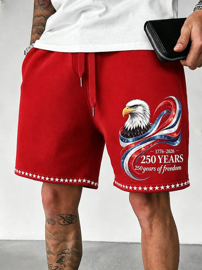 Men's Casual 250th Anniversary Print  Beach Shorts
