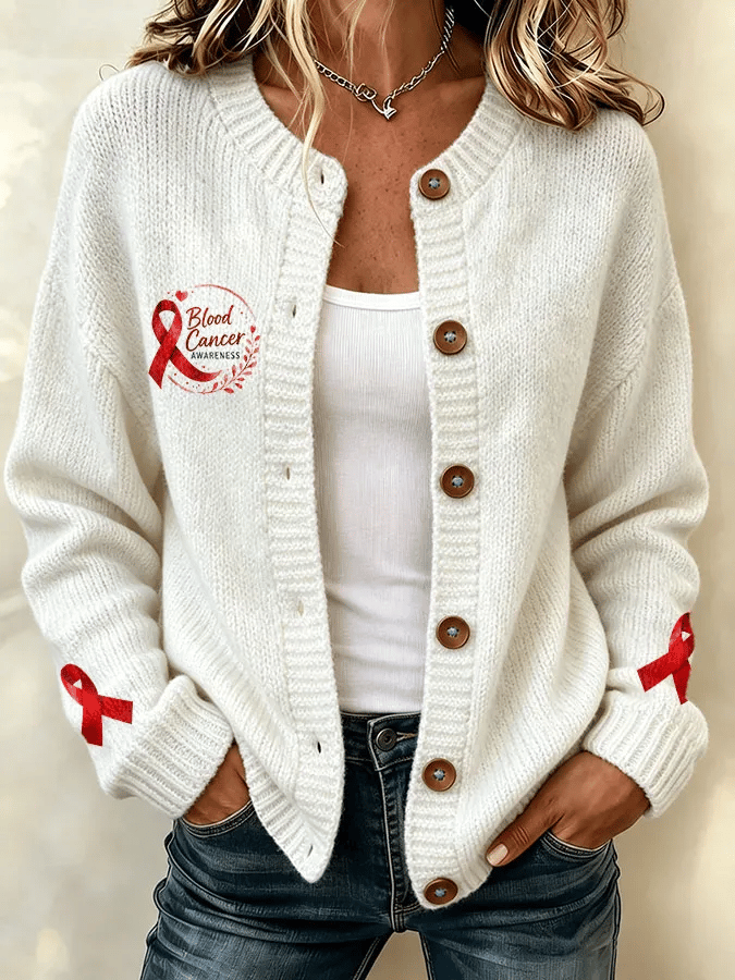 Women's Casual Printed Knit Cardigan