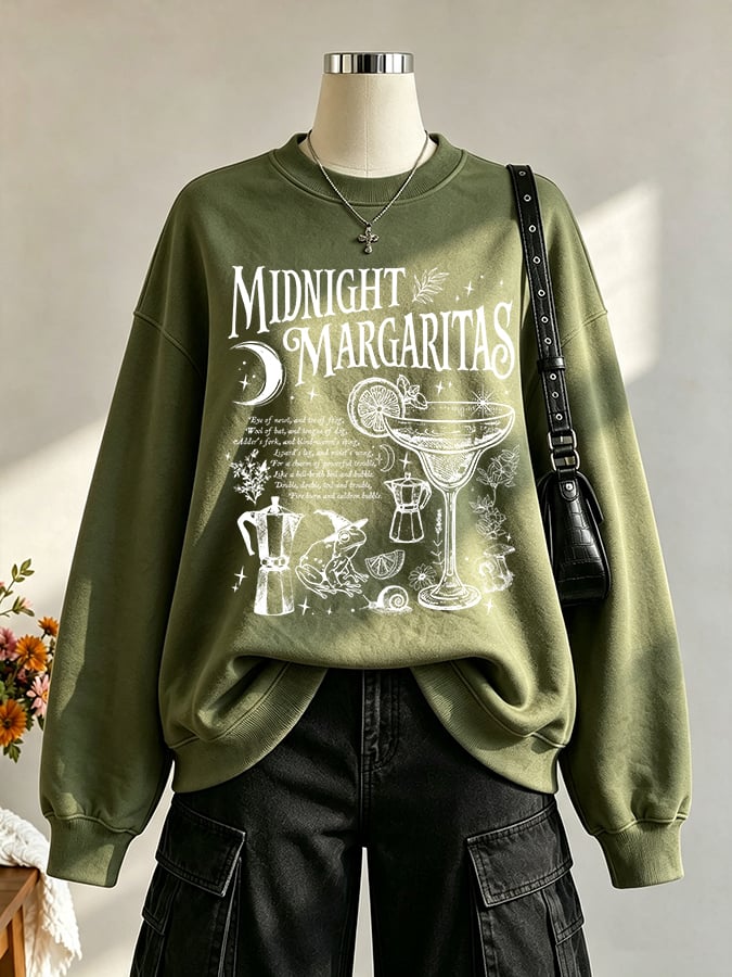 Women's Midnight Margaritas Print Casual Sweatshirt