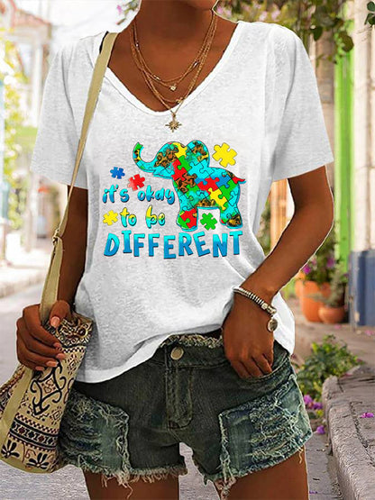 Women's It's Ok To Be Different V-Neck T-Shirt