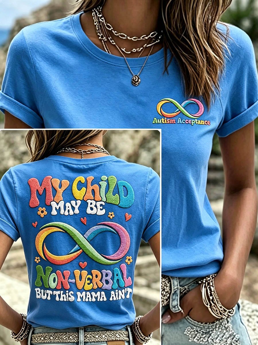 Women's Autism Awareness Graphic Casual Crewneck Top