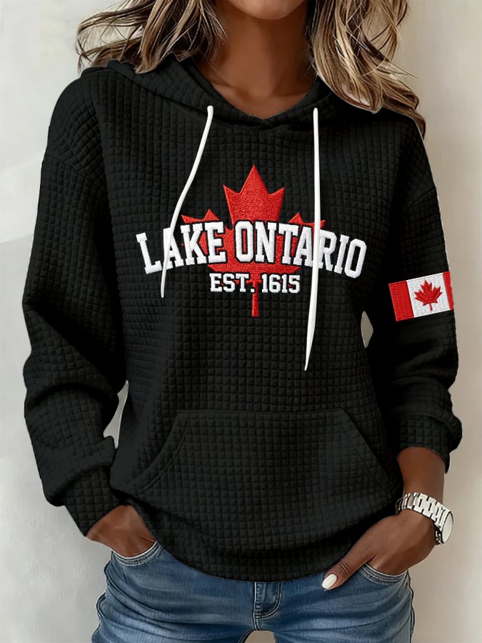 Retro Lake Ontario Est 1615 Print Hoodie