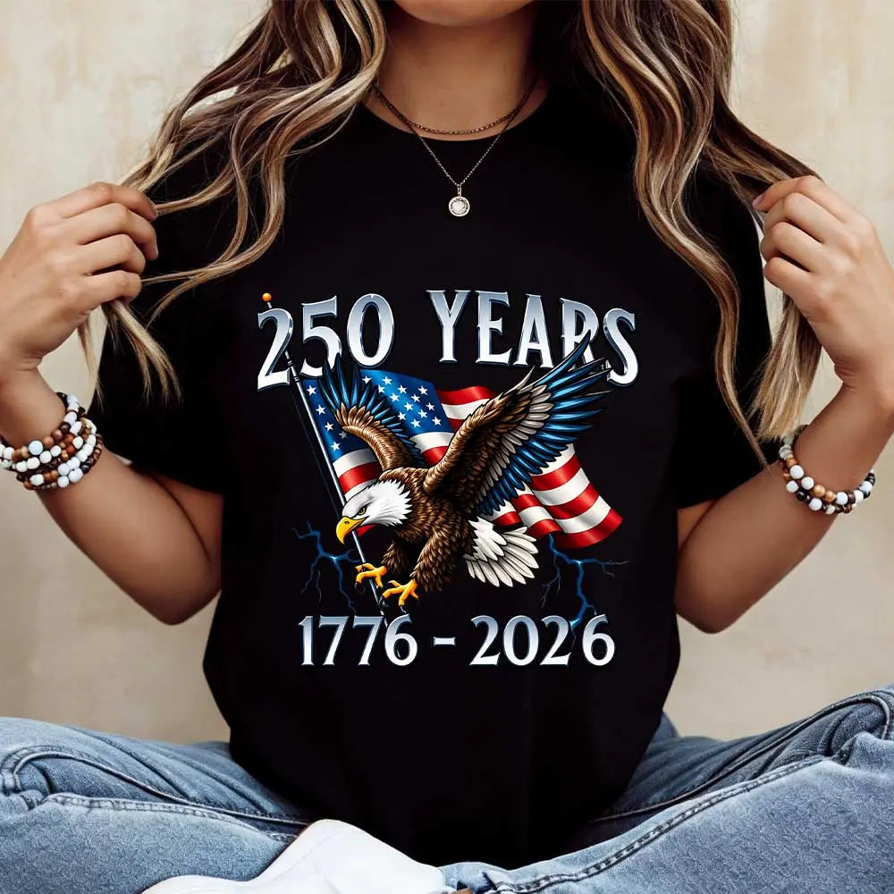 Memorial Day T-shirt American Eagle Independence Day 250 Years 1776 2026 T-Shirt White Patriotic Flag And Bird Design For Celebrations And National Events