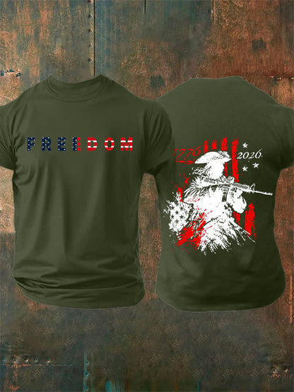 Men's 250th Anniversary Distressed American Flag 2-sided Shirt