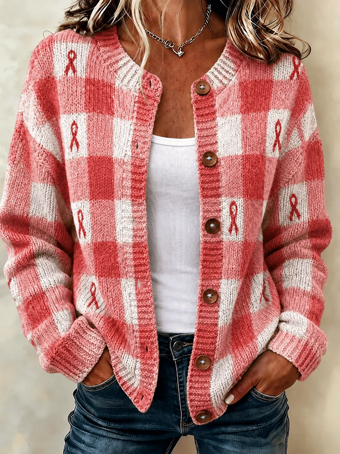 Women's Casual Printed Knit Cardigan