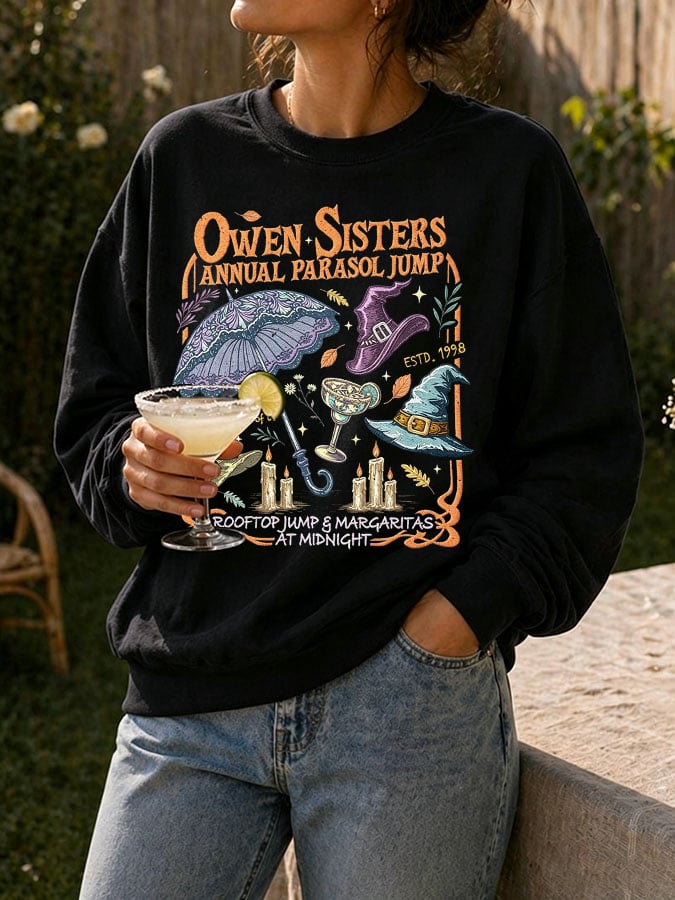Women's Owens Sisters Annual Parasol Jump Print Casual Sweatshirt
