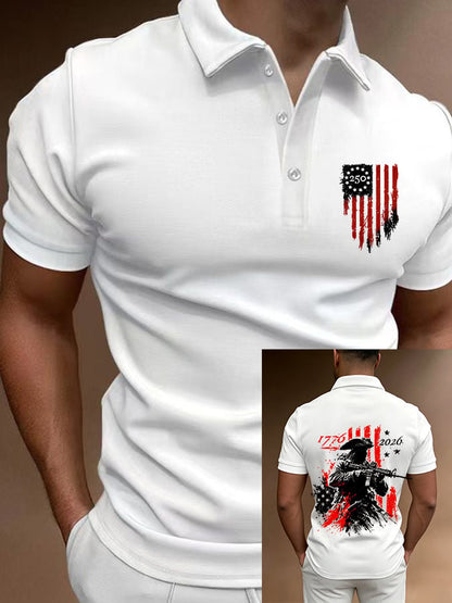 Men's 250th Anniversary Distressed American Flag 2-sided Polo Shirt