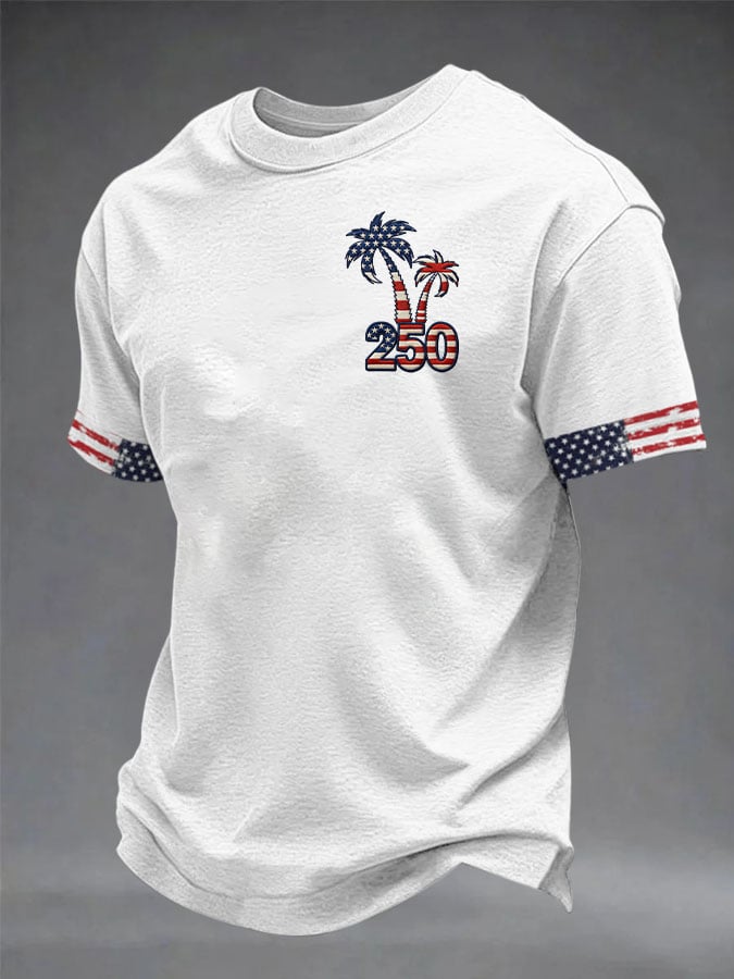 Men's Retro American Flag 250th Anniversary Printed Casual T-Shirt