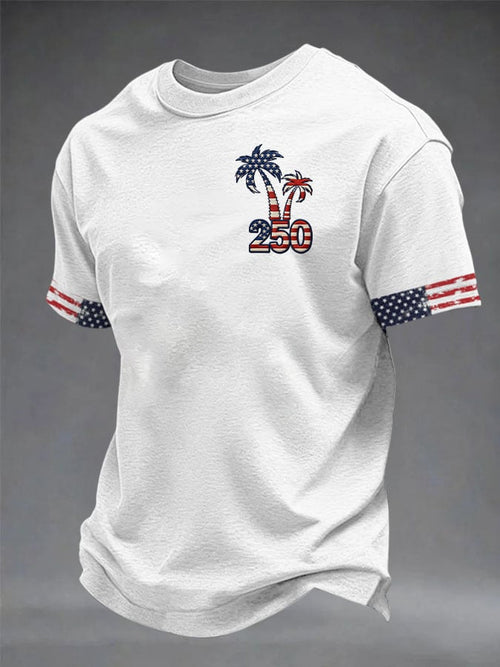 Men's Retro American Flag 250th Anniversary Printed Casual T-Shirt