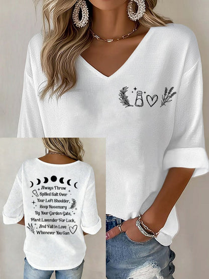 Women's Always Throw Spilled Salt Over Your Left Shoulder Print V Neck Top