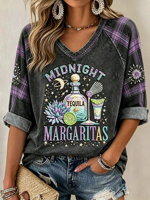 Women's Midnight Margaritas Print Casual T-shirt