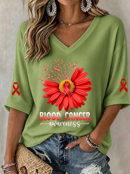 Women's Casual Printed Waffle Top