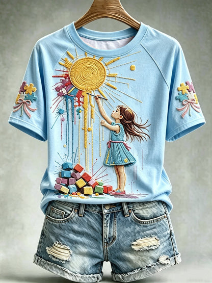 Women's Autism-Themed Casual Print Top