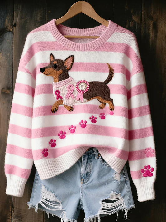 Women's Retro Casual Faith Cross Art Print Sweater
