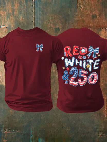 Men's  RED WHITE &250  Print  T-Shirt
