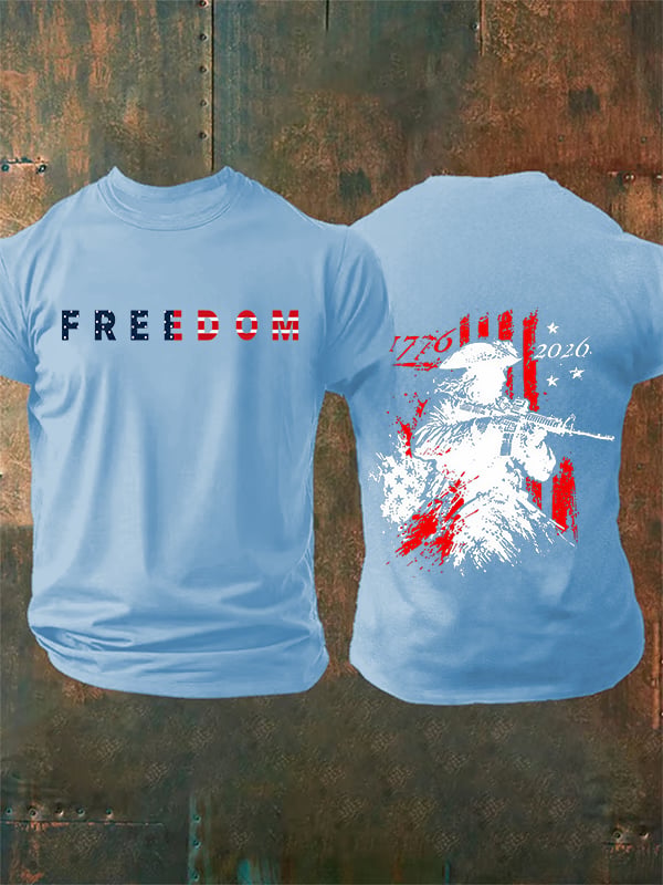 Men's 250th Anniversary Distressed American Flag 2-sided Shirt