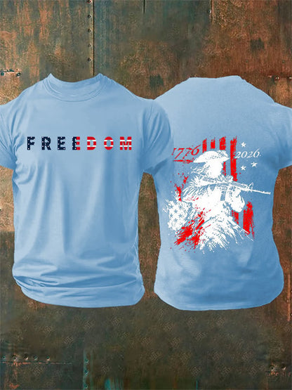 Men's 250th Anniversary Distressed American Flag 2-sided Shirt