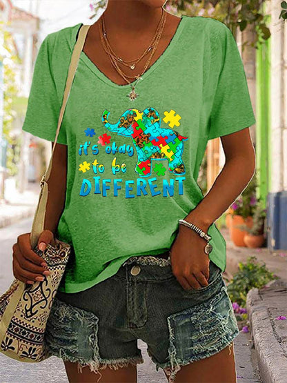 Women's It's Ok To Be Different V-Neck T-Shirt