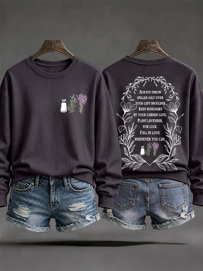 Women's Always Throw Spilled Salt Over Your Left Shoulder Print Casual Sweatshirt