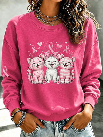 Women'S Breast Cancer Awareness Printed Sweatshirt