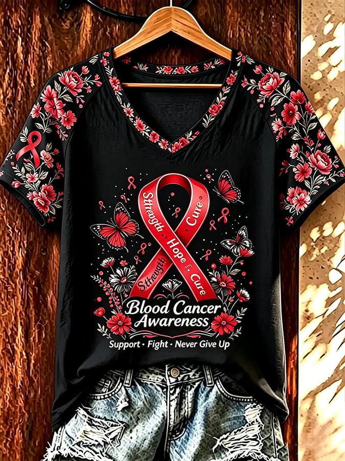Women's Blood Cancer Awareness V-neck T-shirt