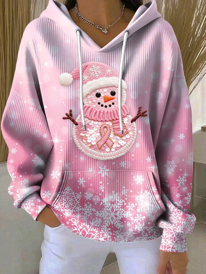 Women's casual pink snowman sweatshirt