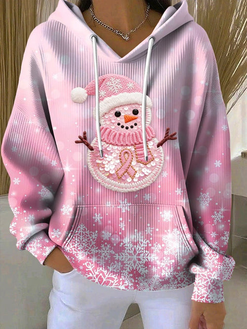 Women's casual pink snowman sweatshirt