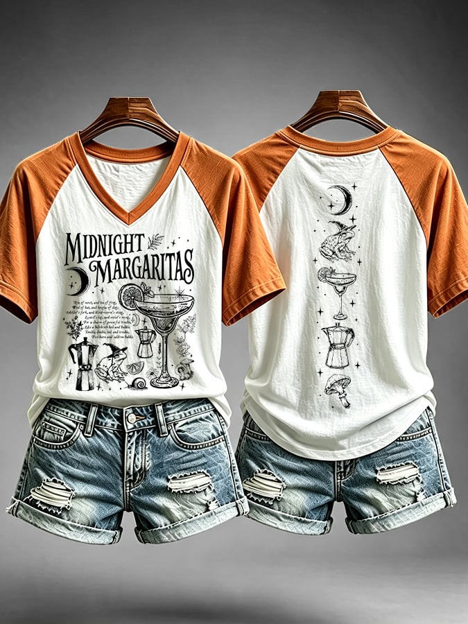 Women's Midnight Margaritas Print Casual T-shirt