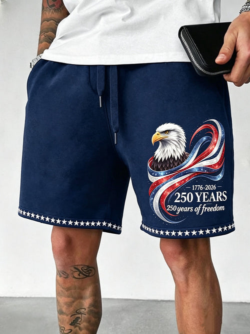 Men's Casual 250th Anniversary Print  Beach Shorts