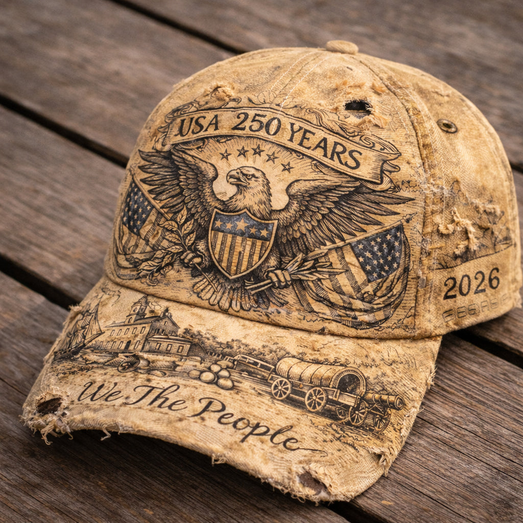 USA 250 Years We The People Vintage Distressed Baseball Cap Patriotic American Eagle Hat 1776–2026