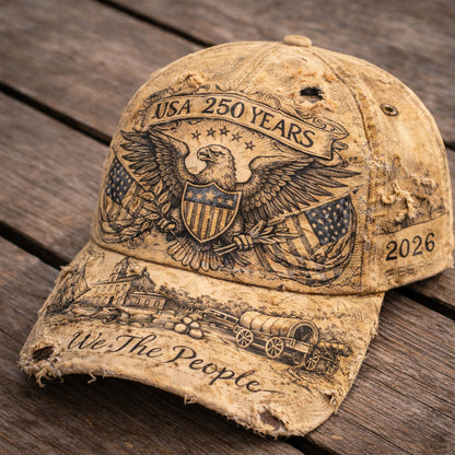 USA 250 Years We The People Vintage Distressed Baseball Cap Patriotic American Eagle Hat 1776–2026