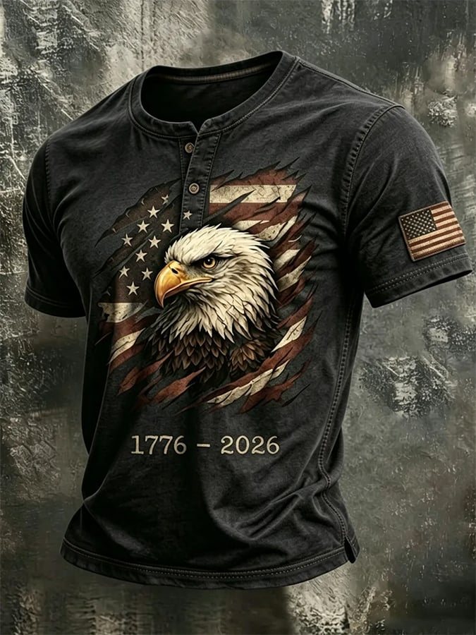 Men's 250th Independence Day Commemorative  Freedom・Courage・Pride Printed Top