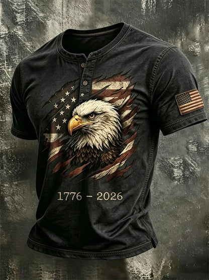 Men's 250th Independence Day Commemorative  Freedom・Courage・Pride Printed Top