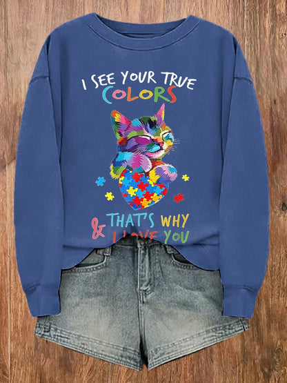 Women's Autism Print Sweatshirt