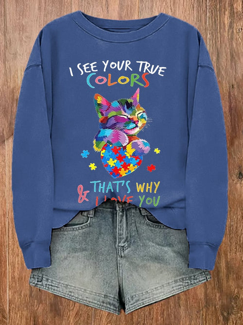Women's Autism Print Sweatshirt
