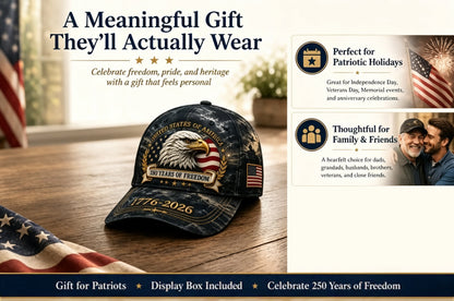 ✨250 Years of Freedom Eagle Cap | Embroidered Patriotic Vintage Baseball Hat – 1776–2026 American Tribute Edition