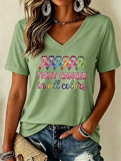 Women'S Cancer Awareness Print Short-Sleeve T-Shirt