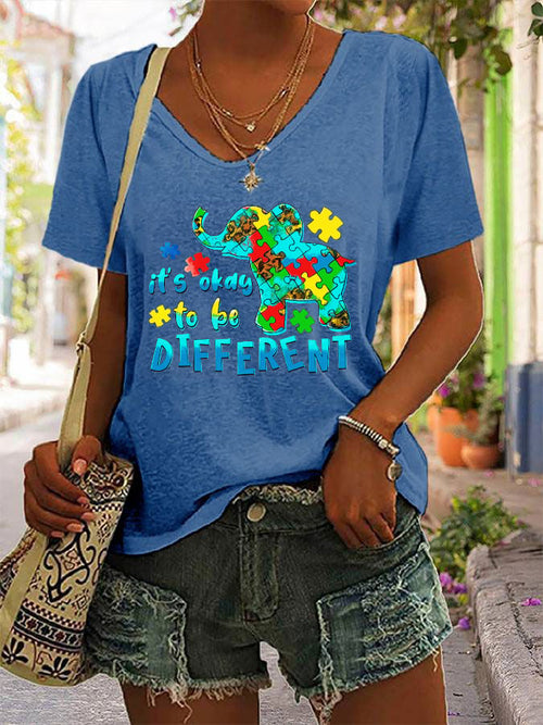 Women's It's Ok To Be Different V-Neck T-Shirt