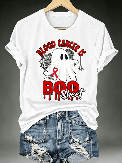 Women's BLOOD CANCER IS BOO SHEET Print T-Shirt