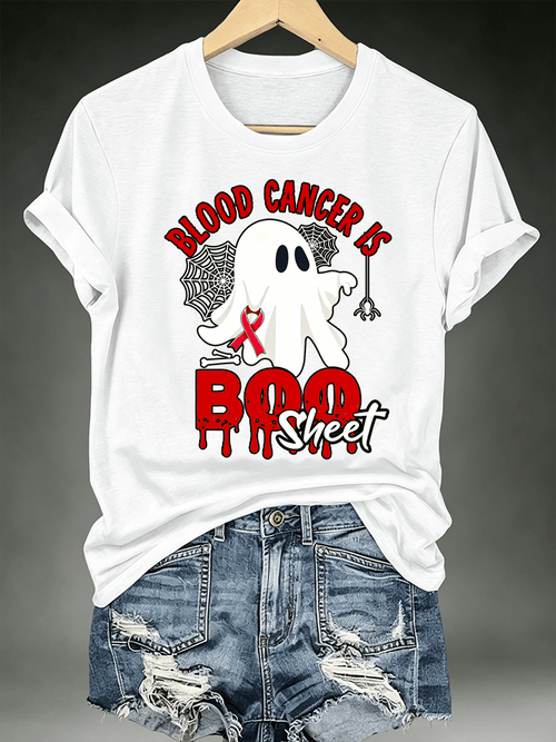 Women's BLOOD CANCER IS BOO SHEET Print T-Shirt