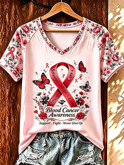Women's Blood Cancer Awareness V-neck T-shirt