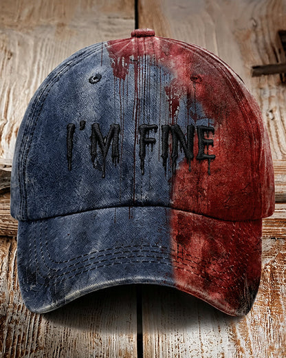 Unisex "I'm Fine" Bloody Halloween Printed Cap
