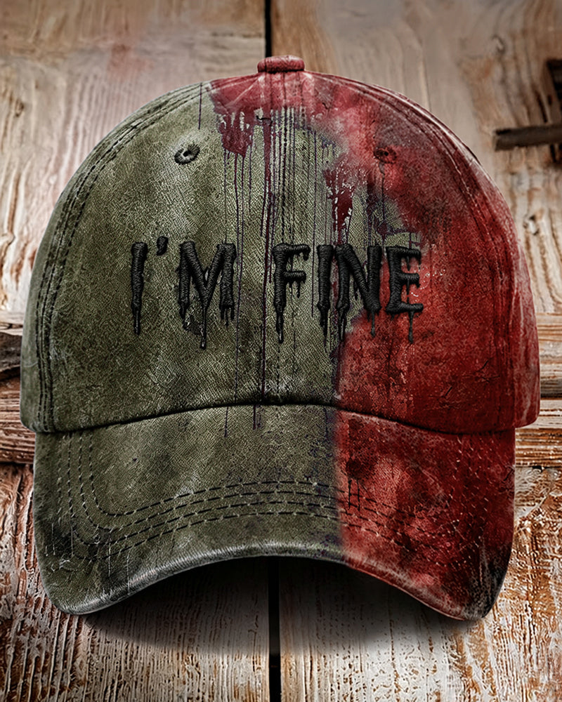 Unisex "I'm Fine" Bloody Halloween Printed Cap