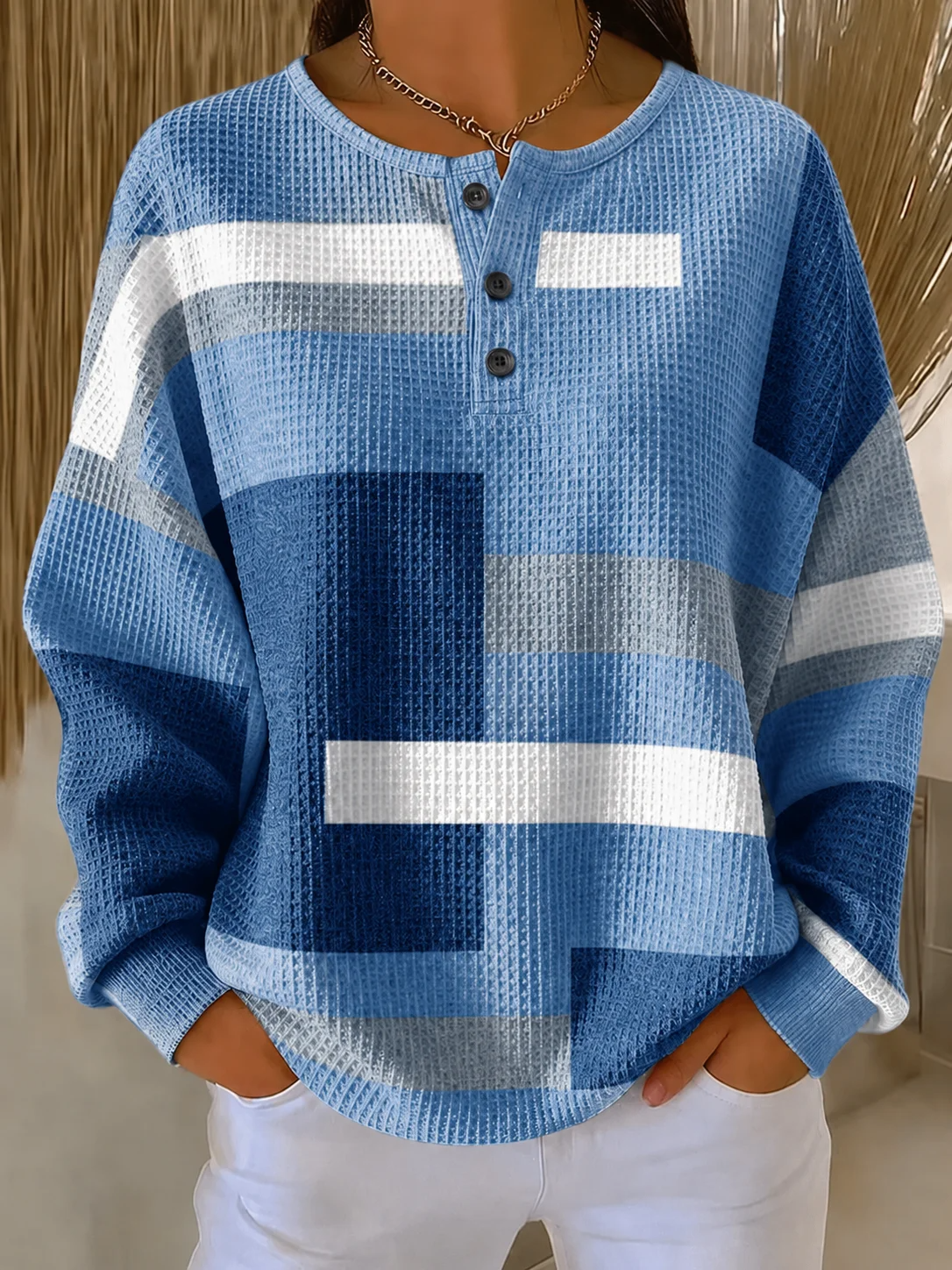 Women's Casual Combined Pattern Top