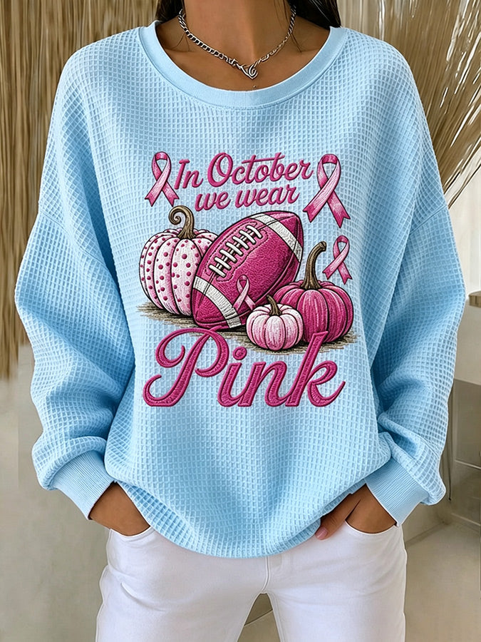Women'S Pink Rugby Waffle Sweatshirt